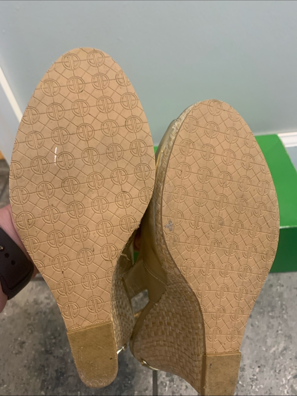 Lilly Pulitzer Metallic Gold Wedge Peep-Toe Slingbacks - Picture 5 of 5